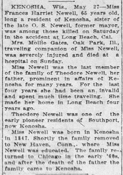 1913 may 27 newell frances death the journal times racine wi